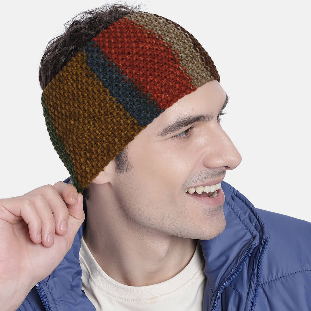 Hand Knitted Mens Woolen Headband - Multi-Color 10152