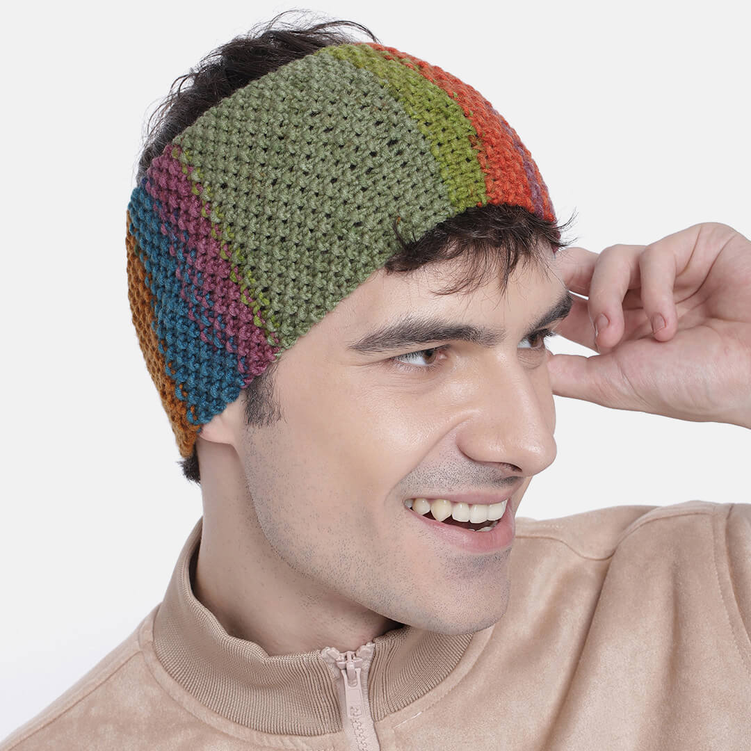Hand Knitted Mens Woolen Headband - Multi-Color 10153