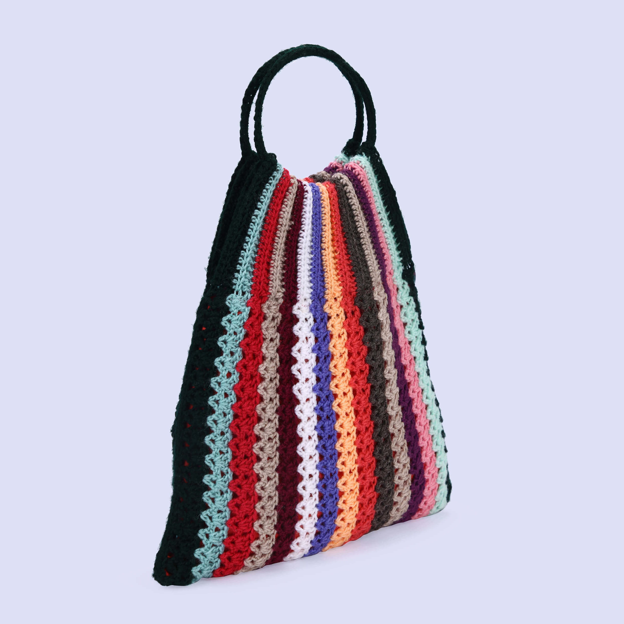 Handmade striped Handbag - Multi - 10163
