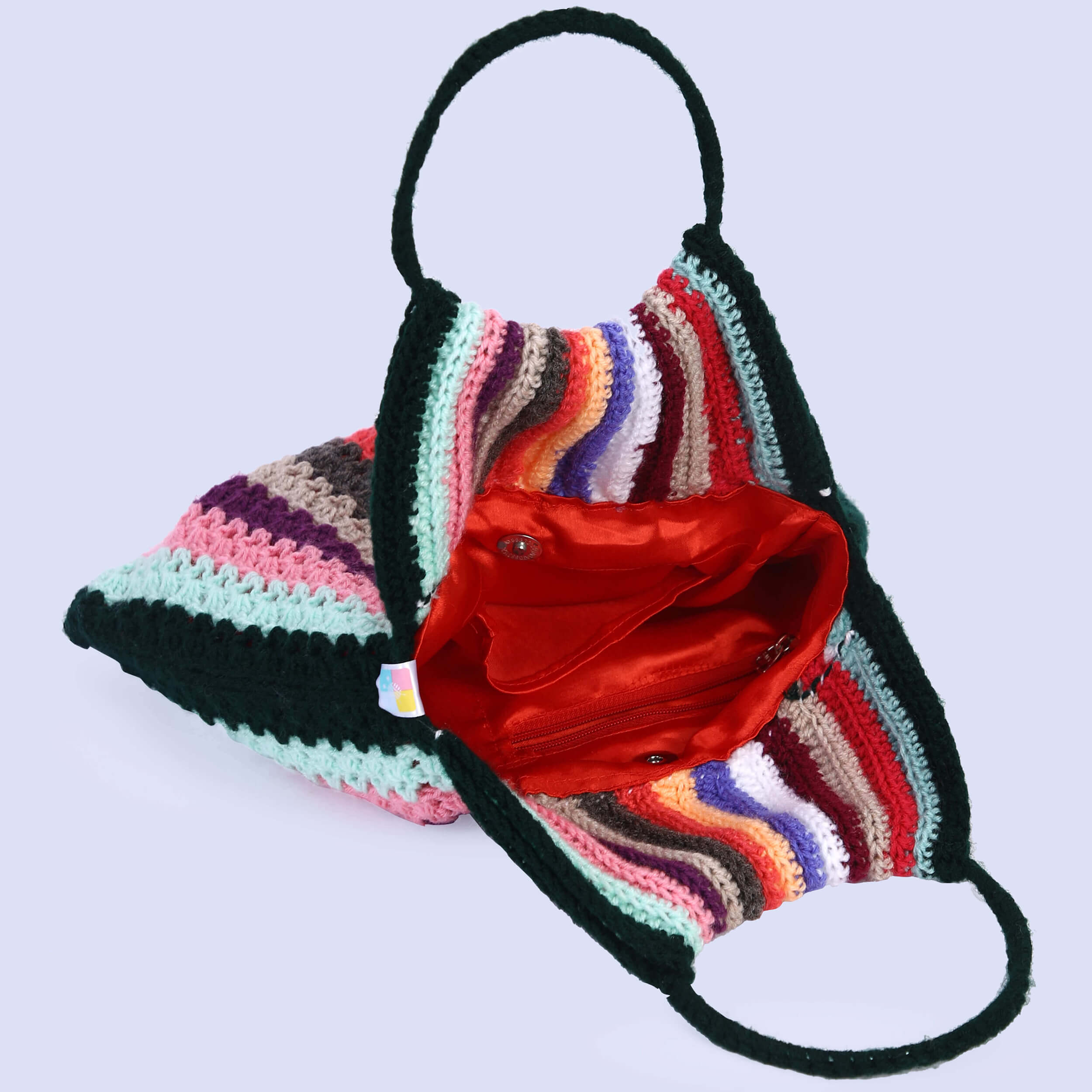 Handmade striped Handbag - Multi - 10163