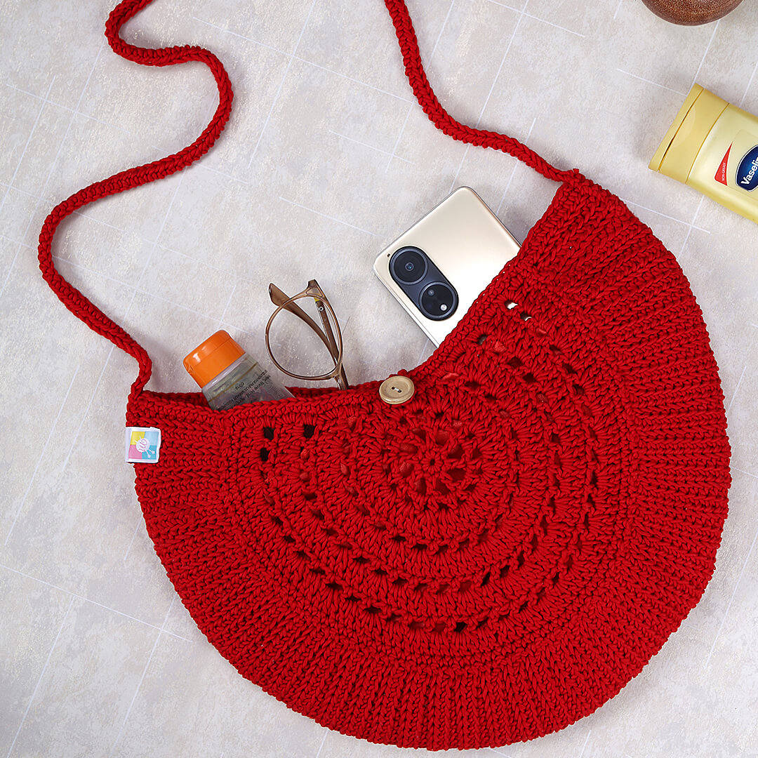 Handmade Crochet Boho Bags - Red- 10165