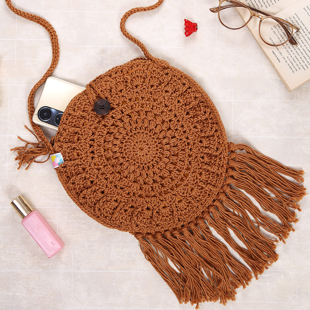 Handmade Crochet Boho Bags - Brown - 10166