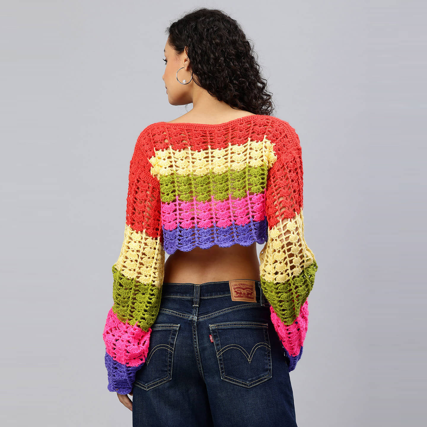 Trendy Neon Short Woolen Top - Multi - 10169