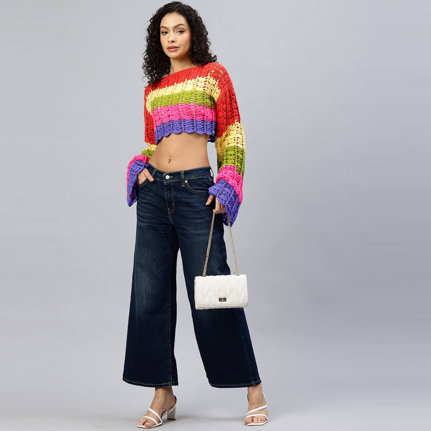 Trendy Neon Short Woolen Top - Multi - 10169