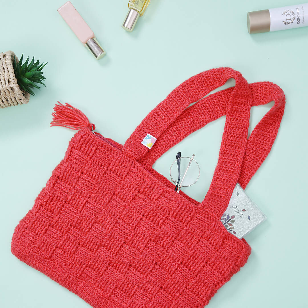 Handmade Crochet Market Bag - Coral 10177