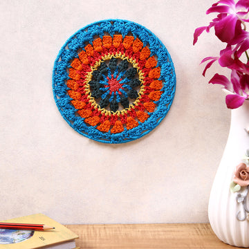 Crochet Mandala Wall Art - Boho Decor - 20 cm - Multi Color