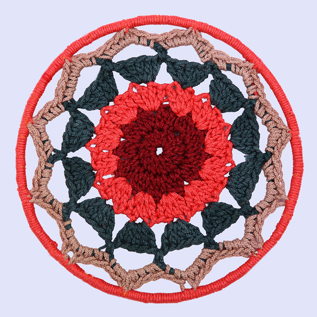 Crochet Mandala Wall Art - Boho Decor - 20 cm - Multi Color