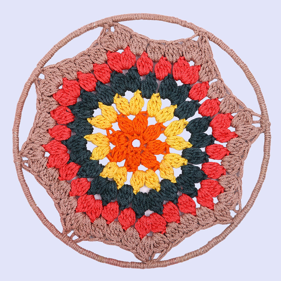 Crochet Mandala Wall Art - Boho Decor - 20 cm - Multi Color