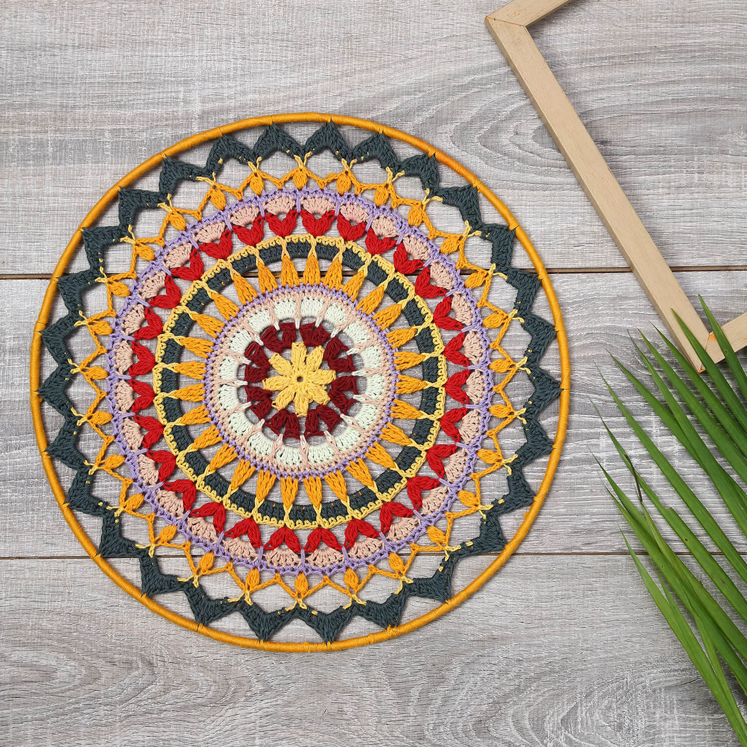 Crochet Mandala Wall Art - Boho Decor - 35 cm - Multi Color