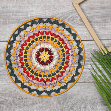 Crochet Mandala Wall Art - Boho Decor - 35 cm - Multi Color