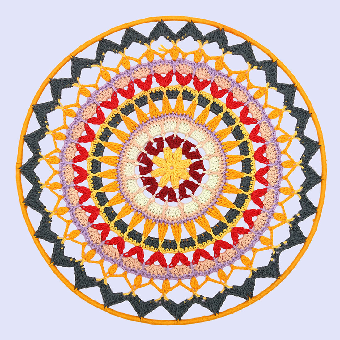 Crochet Mandala Wall Art - Boho Decor - 35 cm - Multi Color