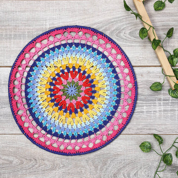 Crochet Mandala Wall Art - Boho Decor - 35 cm - Multi Color