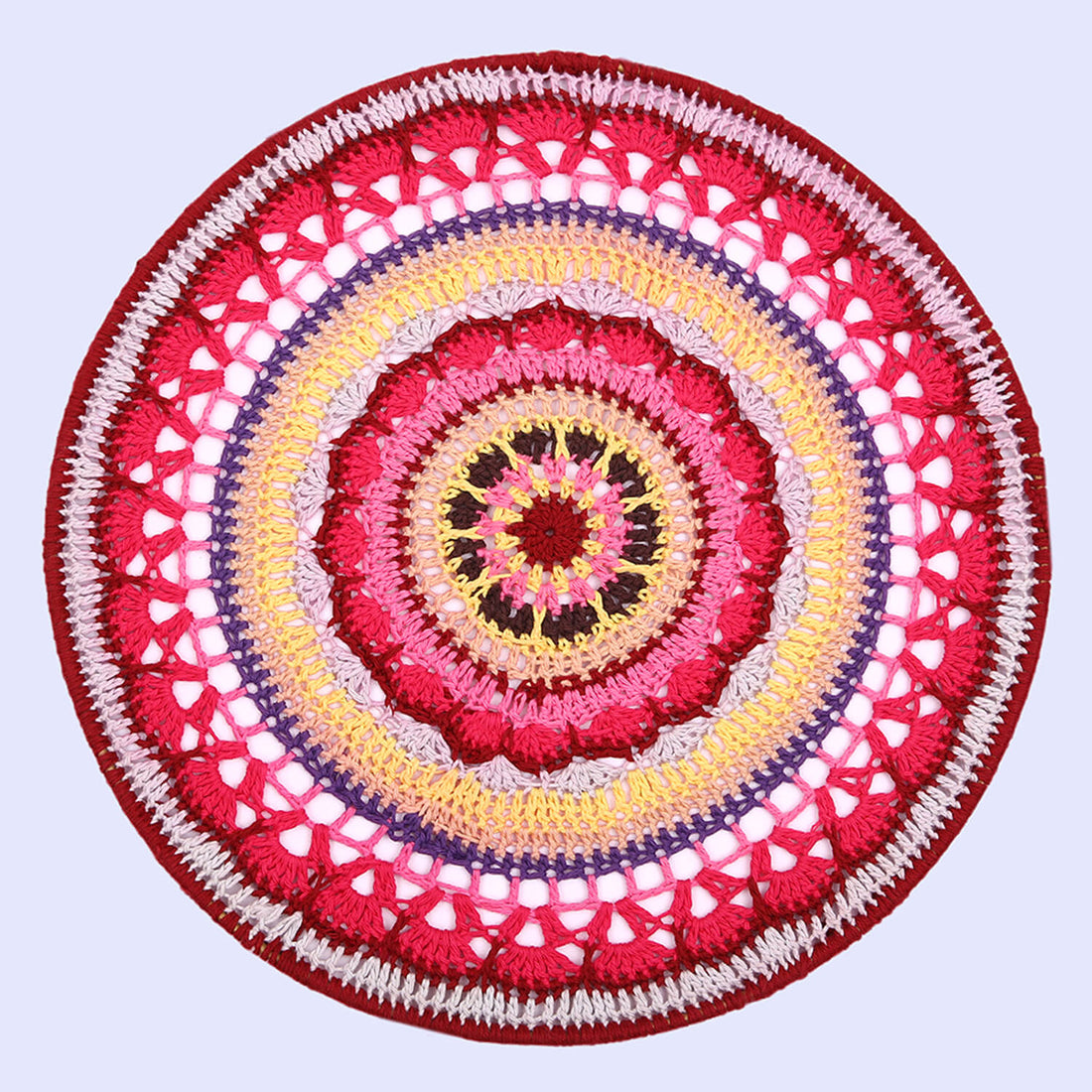 Crochet Mandala Wall Art - Boho Decor - 35 cm - Multi Color