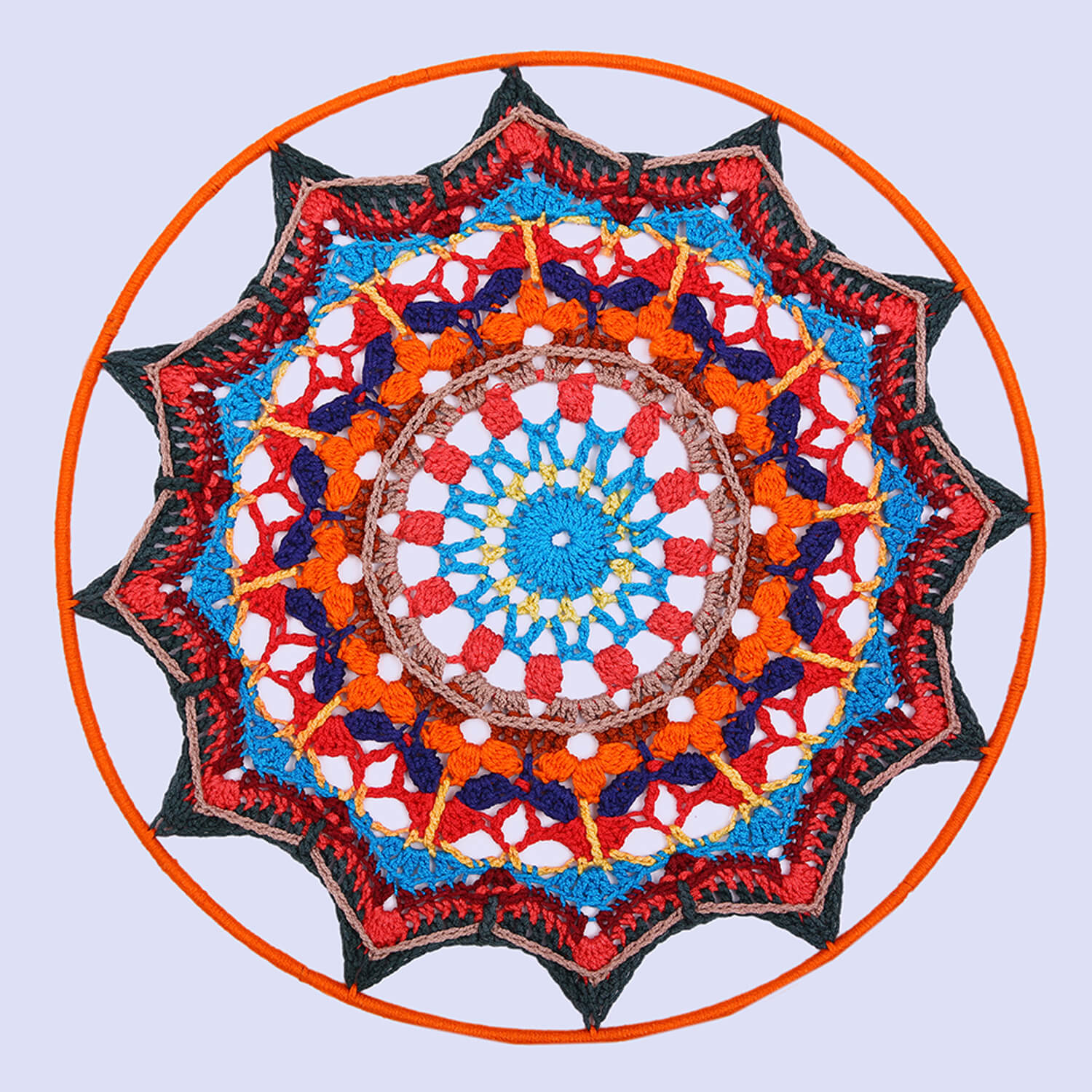 Crochet Mandala Wall Art - Boho Decor - 35 cm - Multi Color