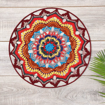 Crochet Mandala Wall Art - Boho Decor - 45 cm - Multi Color