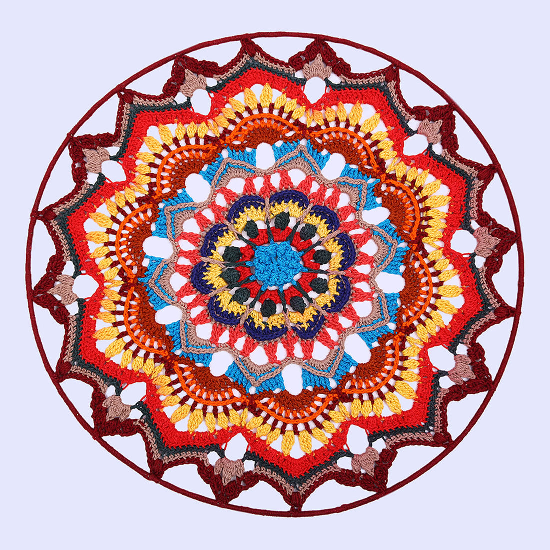 Crochet Mandala Wall Art - Boho Decor - 45 cm - Multi Color