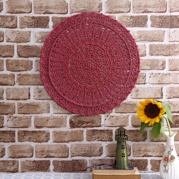 Crochet Mandala Wall Art - Boho Decor - 45 cm - Mauve