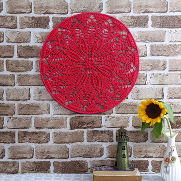 Crochet Mandala Wall Art - Boho Decor - 45 cm - Pink