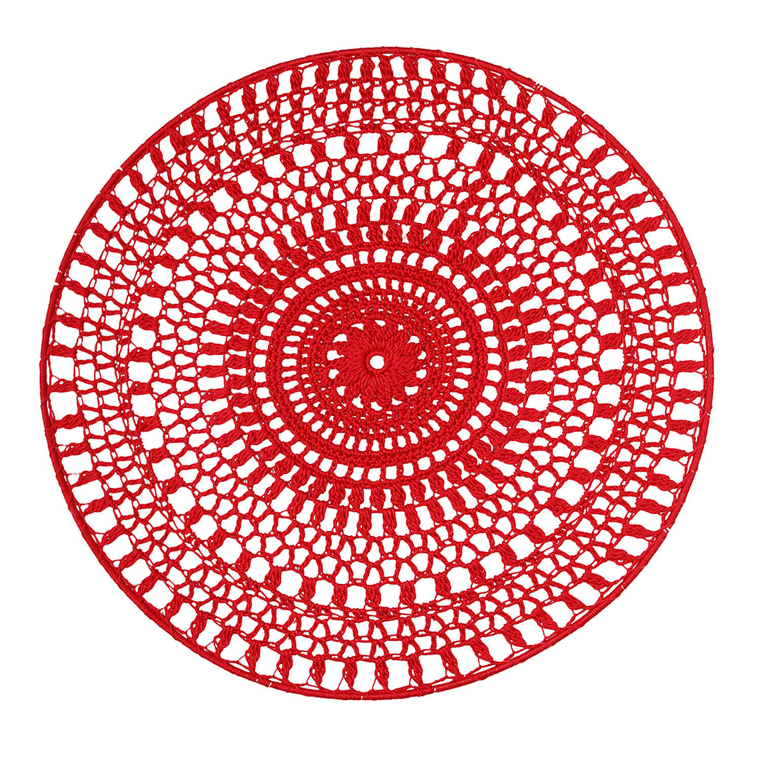 Crochet Mandala Wall Art - Boho Decor - 45 cm - Red