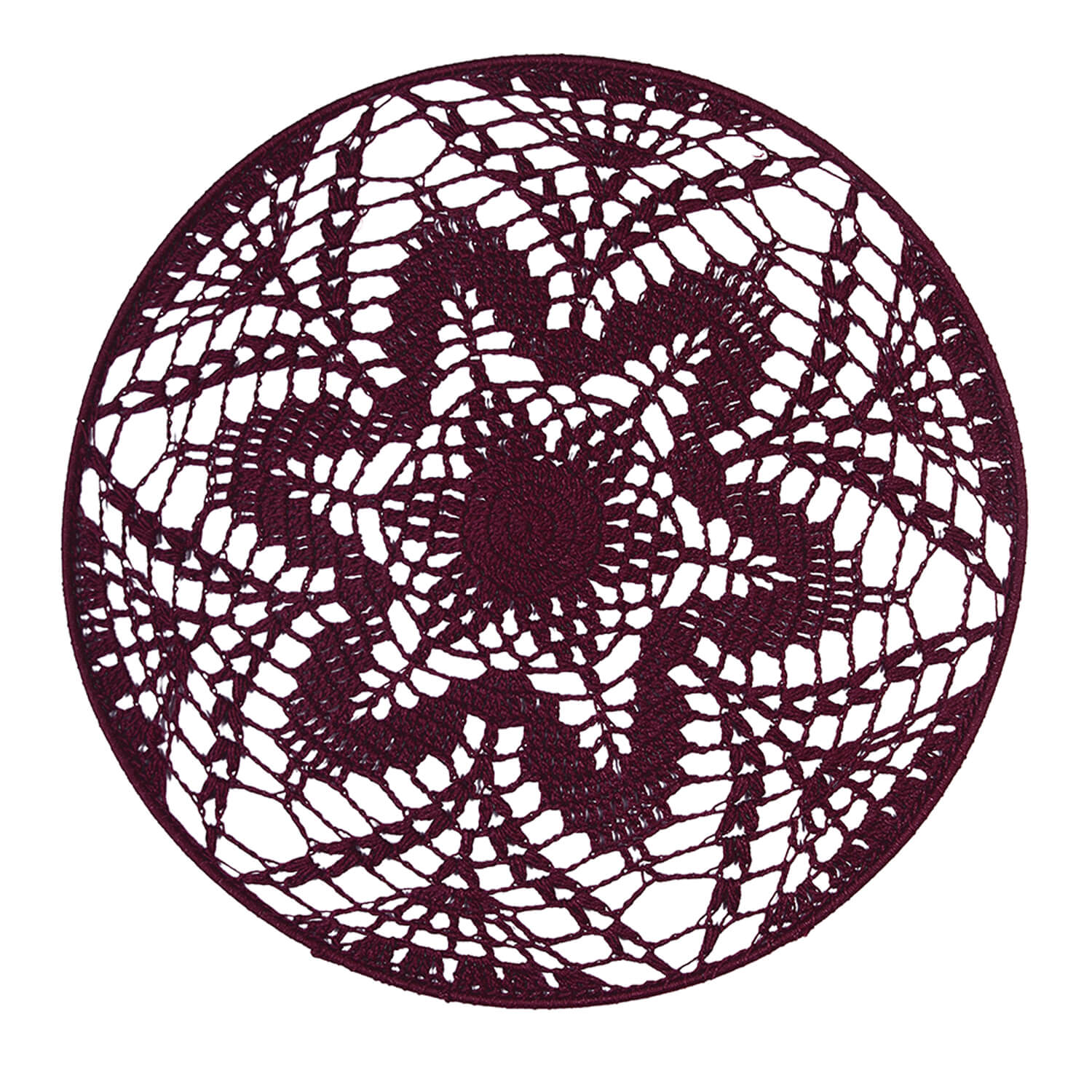 Crochet Mandala Wall Art - Boho Decor - 45 cm - Wine