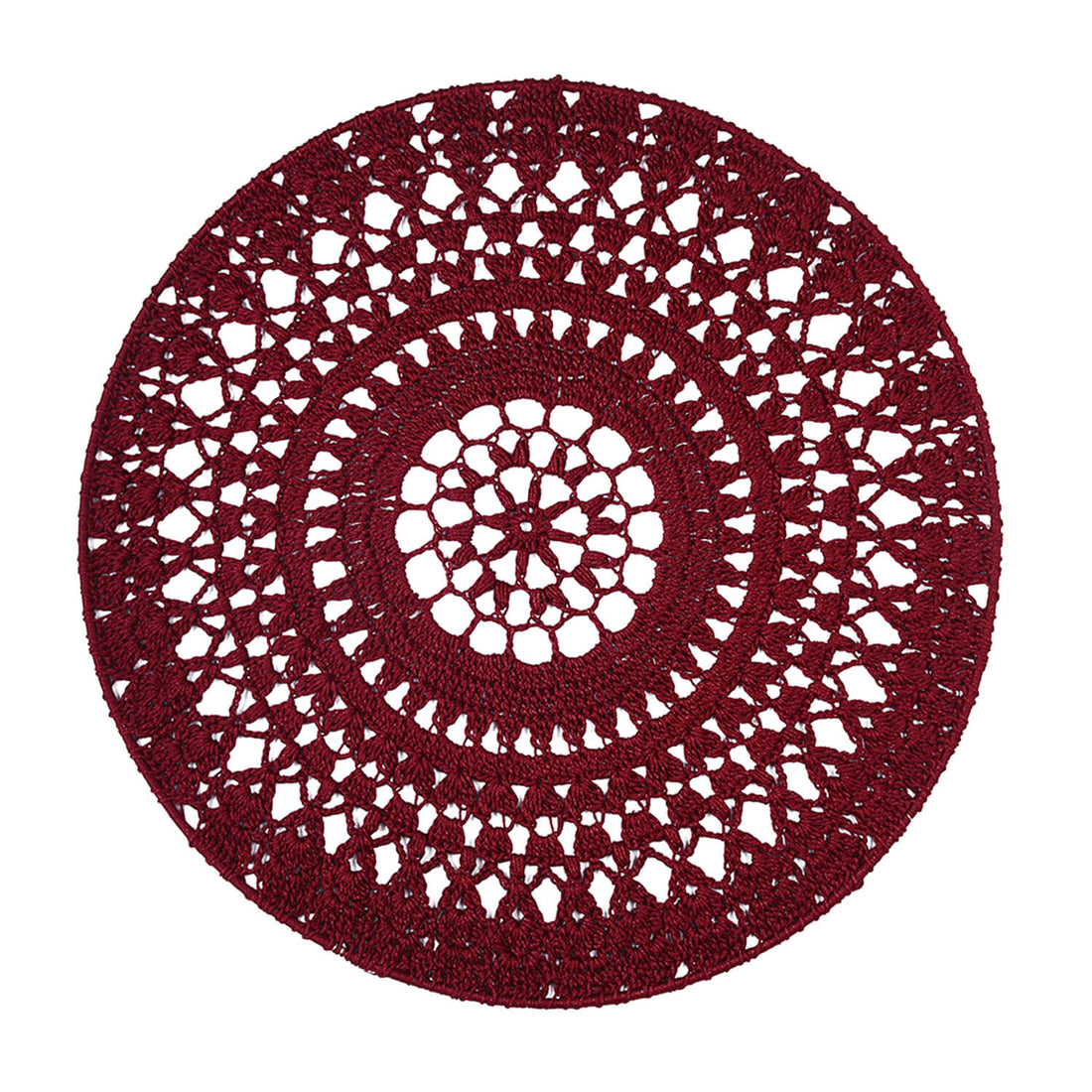 Crochet Mandala Wall Art - Boho Decor - 45 cm - Maroon