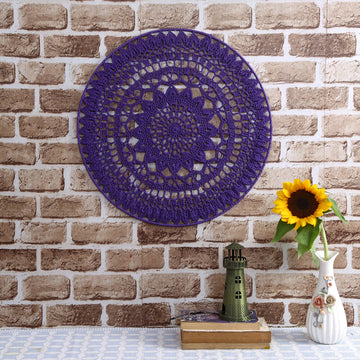 Crochet Mandala Wall Art - Boho Decor - 45 cm - Purple