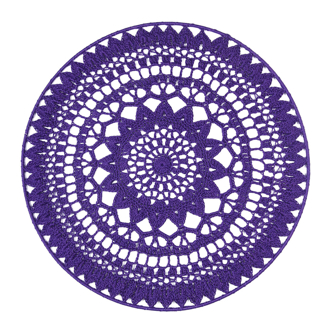 Crochet Mandala Wall Art - Boho Decor - 45 cm - Purple