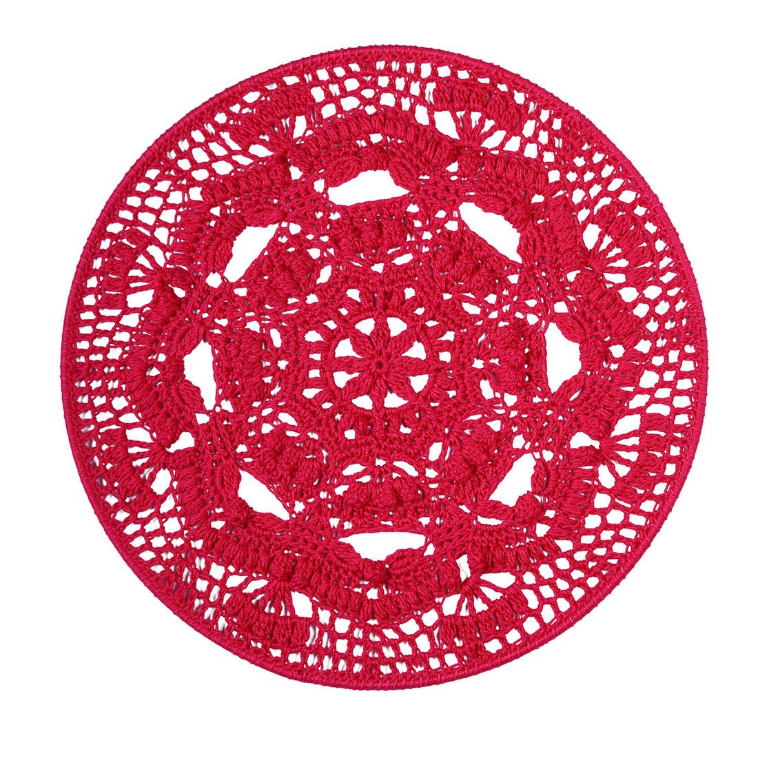 Crochet Mandala Wall Art - Boho Decor - 35 cm - Pink