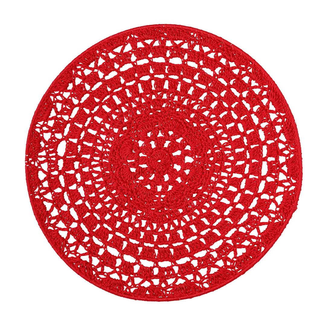 Crochet Mandala Wall Art - Boho Decor - 35 cm - Red