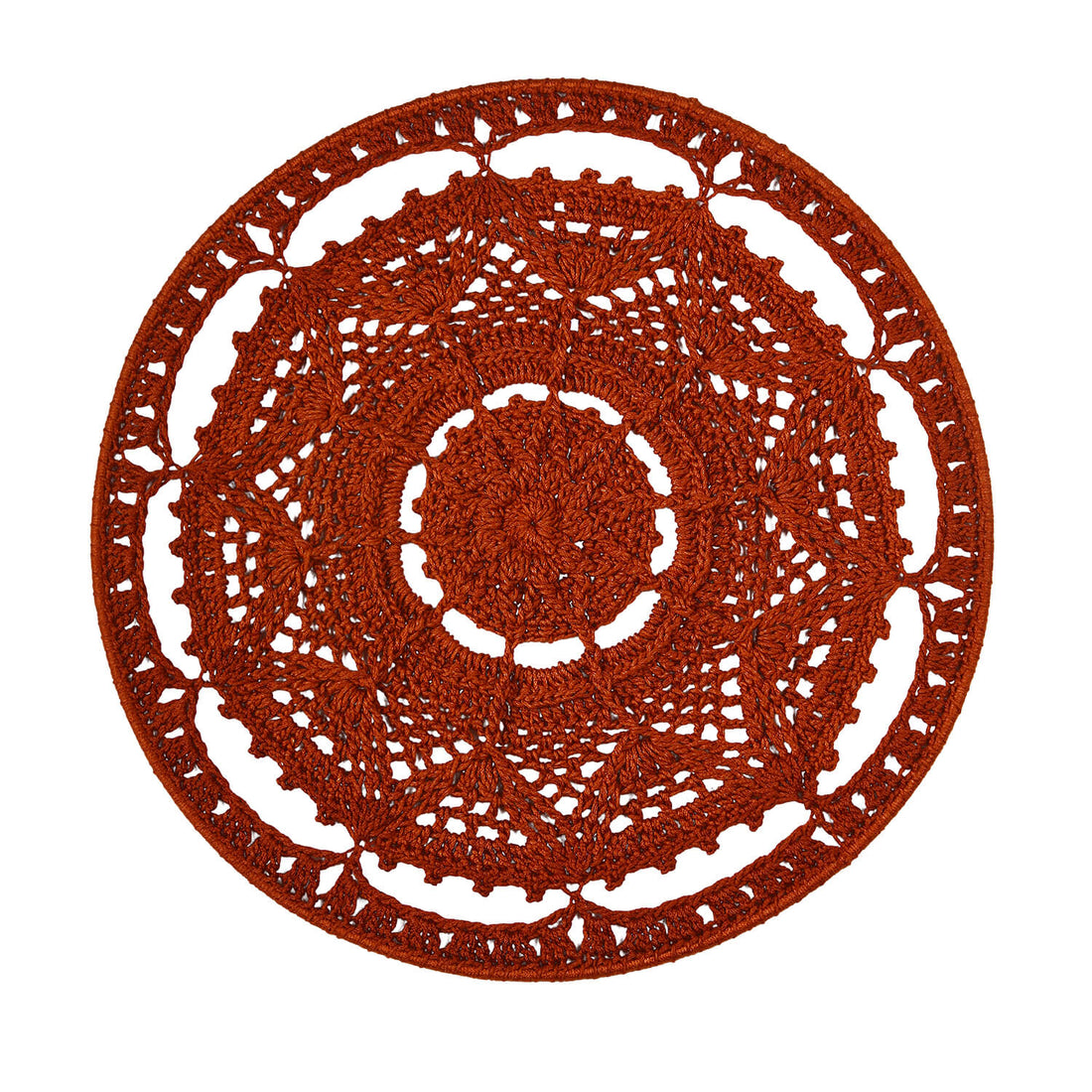 Crochet Mandala Wall Art - Boho Decor - 35 cm - Brown