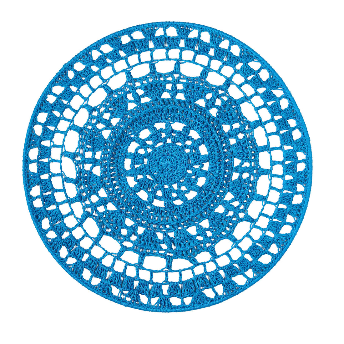 Crochet Mandala Wall Art - Boho Decor - 35 cm - Blue