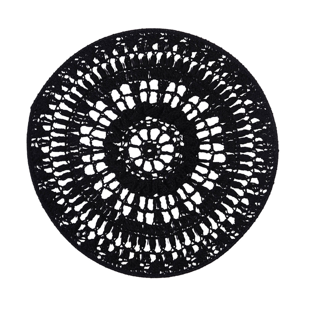 Crochet Mandala Wall Art - Boho Decor - 30 cm - Black