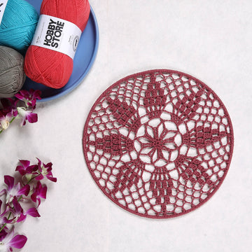 Crochet Mandala Wall Art - Boho Decor - 30 cm - Mauve