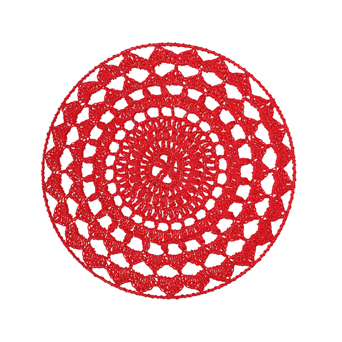 Crochet Mandala Wall Art - Boho Decor - 30 cm - Red