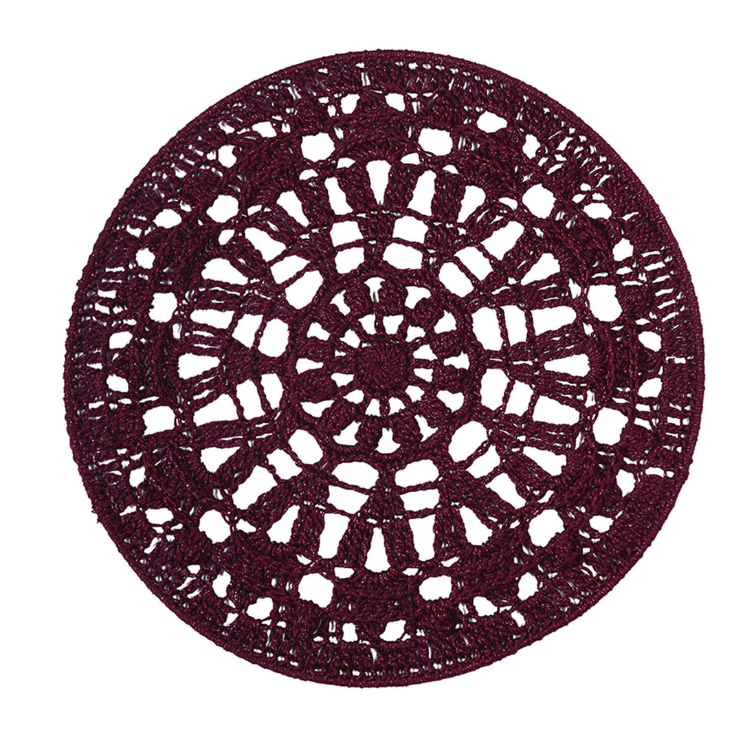 Crochet Mandala Wall Art - Boho Decor - 30 cm - Wine