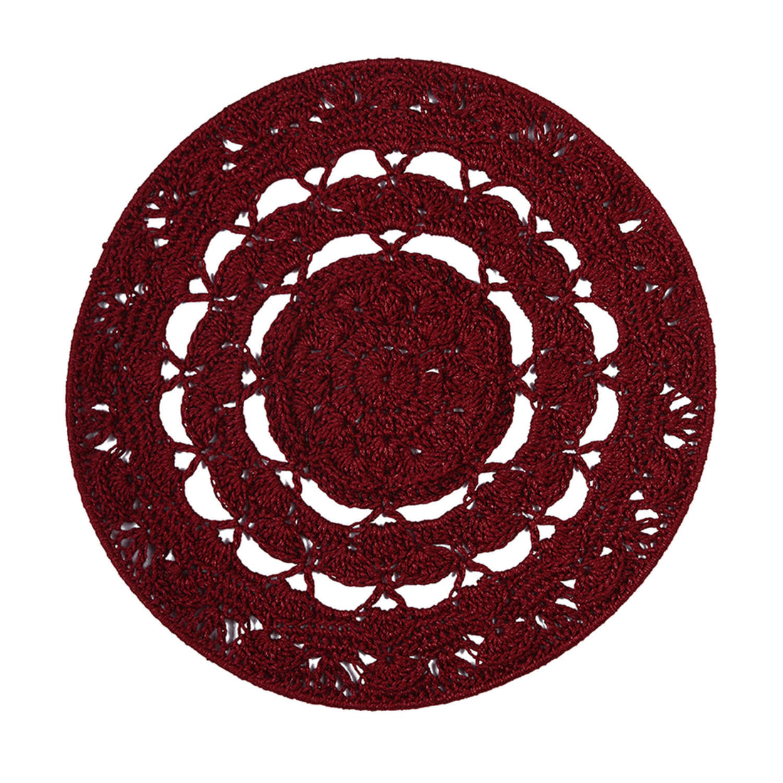 Crochet Mandala Wall Art - Boho Decor - 30 cm - Maroon