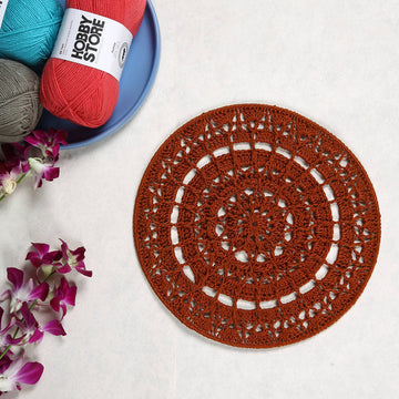 Crochet Mandala Wall Art - Boho Decor - 30 cm - Brown