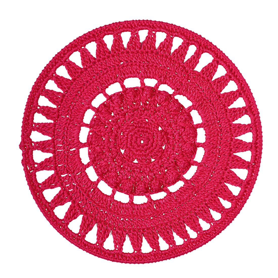 Crochet Mandala Wall Art - Boho Decor - 25 cm - Pink