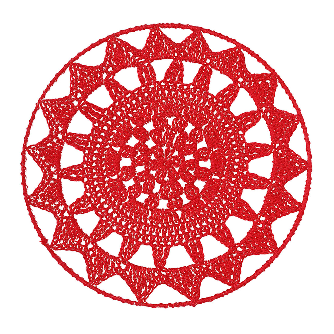 Crochet Mandala Wall Art - Boho Decor - 25 cm - Red