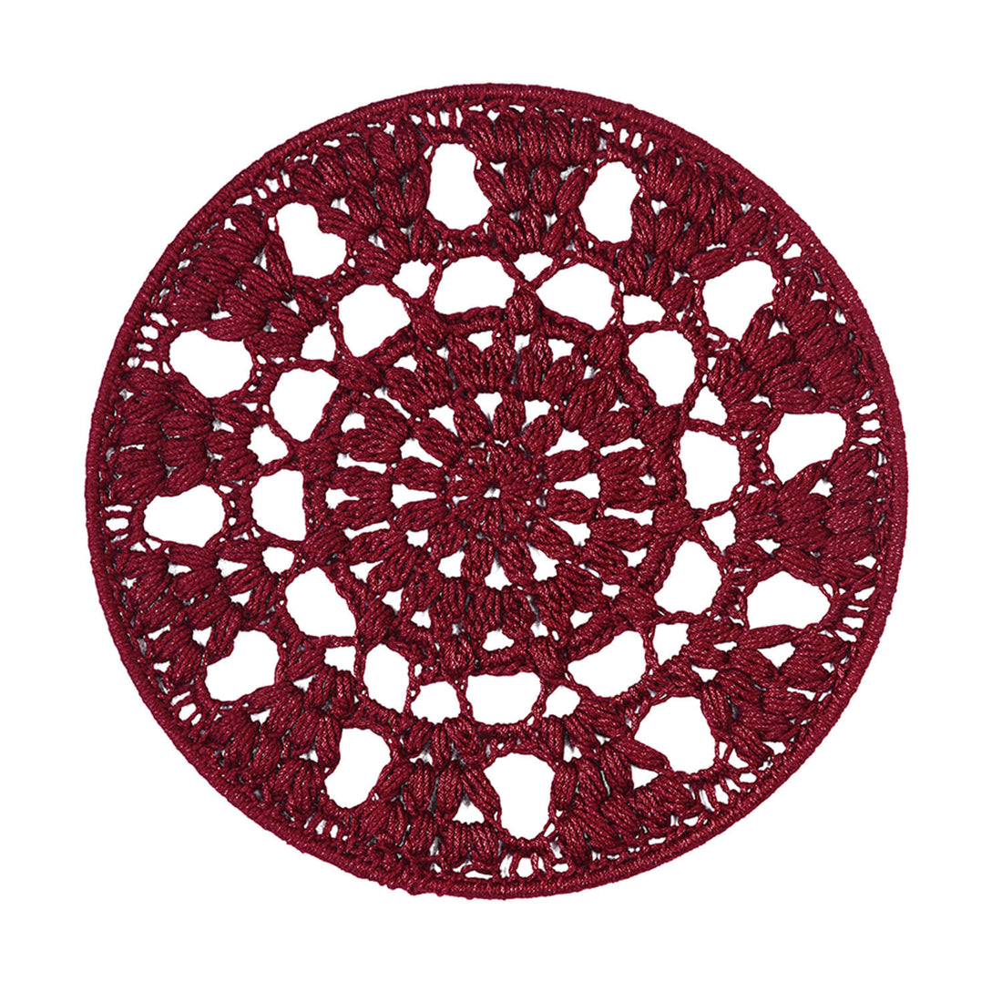 Crochet Mandala Wall Art - Boho Decor - 25 cm - Maroon