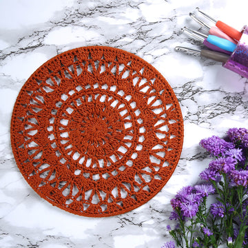 Crochet Mandala Wall Art - Boho Decor - 25 cm - Brown