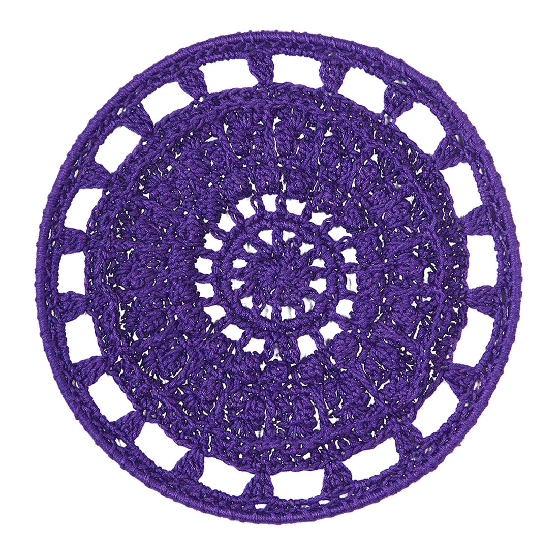 Crochet Mandala Wall Art - Boho Decor - 25 cm - Purple