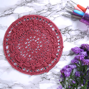 Crochet Mandala Wall Art - Boho Decor - 25 cm - Mauve