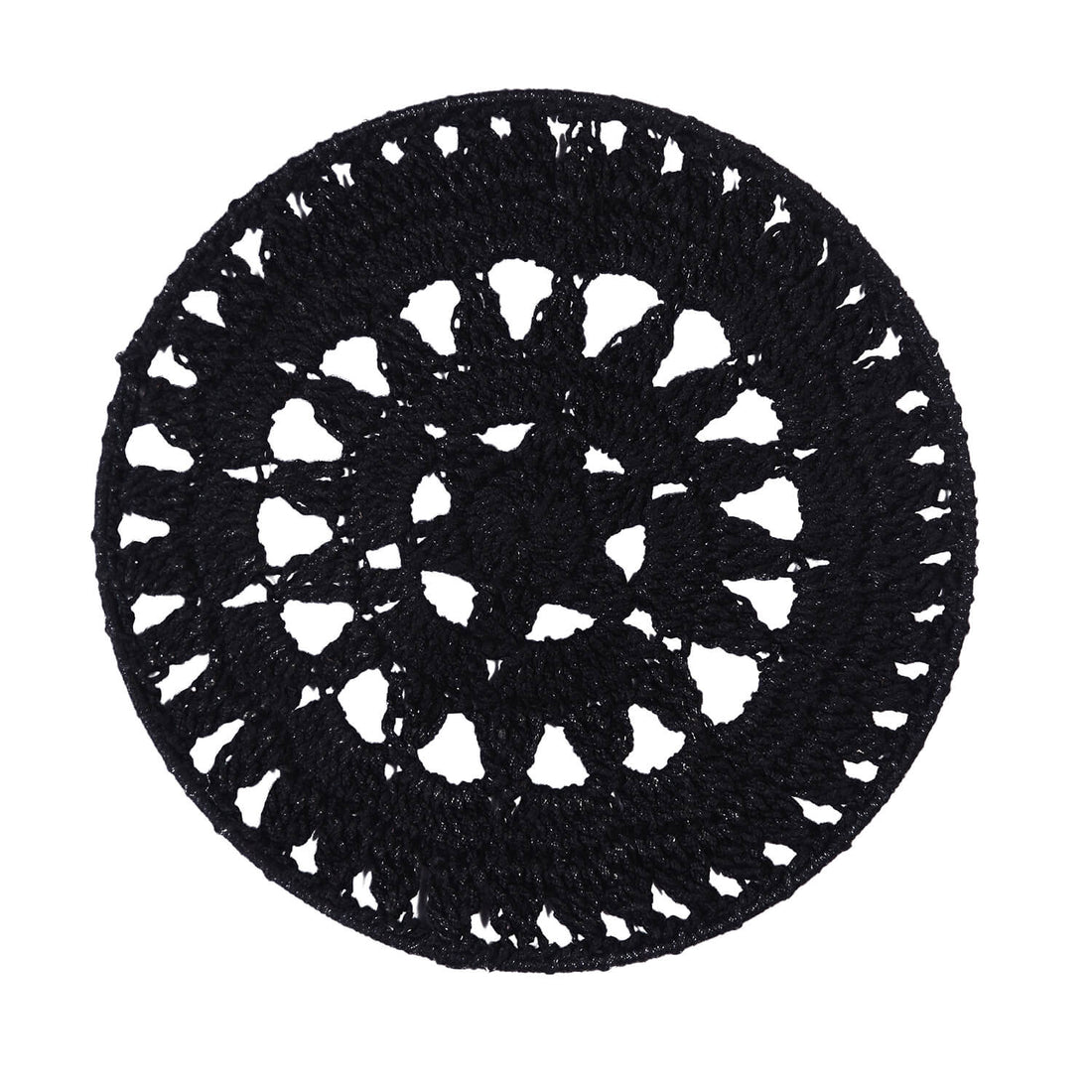 Crochet Mandala Wall Art - Boho Decor - 20 cm - Black