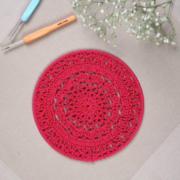 Crochet Mandala Wall Art - Boho Decor - 20 cm - Pink