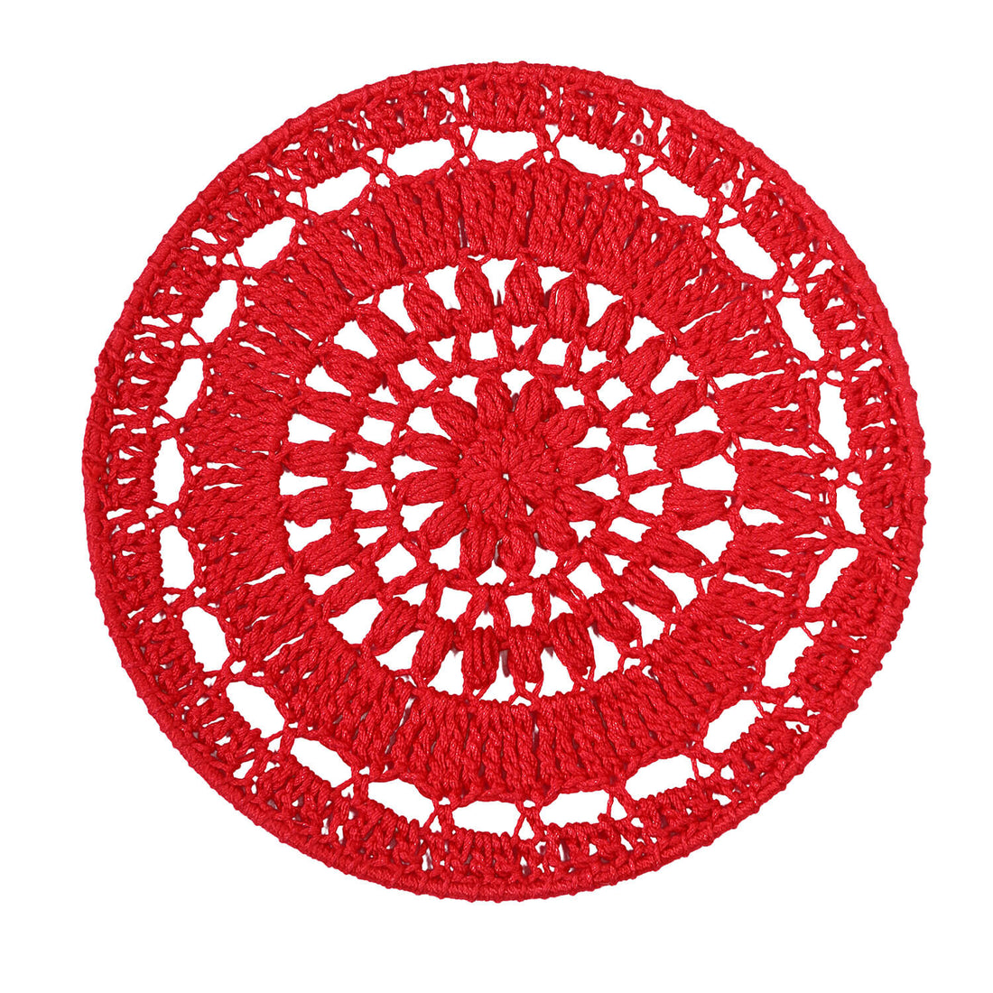 Crochet Mandala Wall Art - Boho Decor - 20 cm - Red