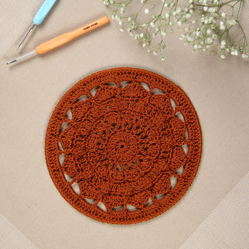 Crochet Mandala Wall Art - Boho Decor - 20 cm - Brown