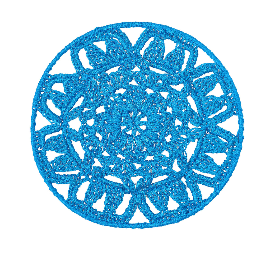 Crochet Mandala Wall Art - Boho Decor - 20 cm - Blue