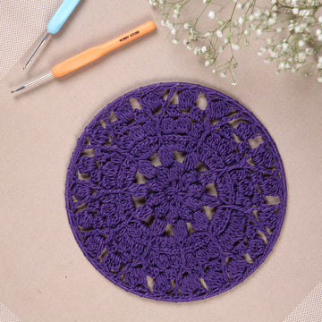 Crochet Mandala Wall Art - Boho Decor - 20 cm - Purple