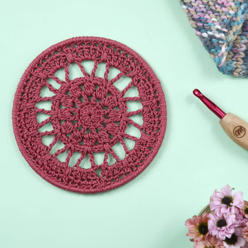 Crochet Mandala Wall Art - Boho Decor - 15 cm - Mauve